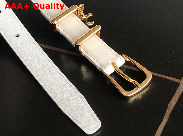 Celine Elegant Charm 1 Belt in White Smooth Calfskin Replica