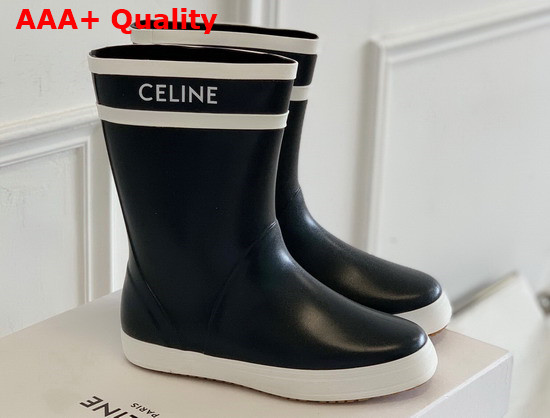 Celine Flat Half Boot Les Bottes De Pont Celine in Natural Rubber Navy Replica