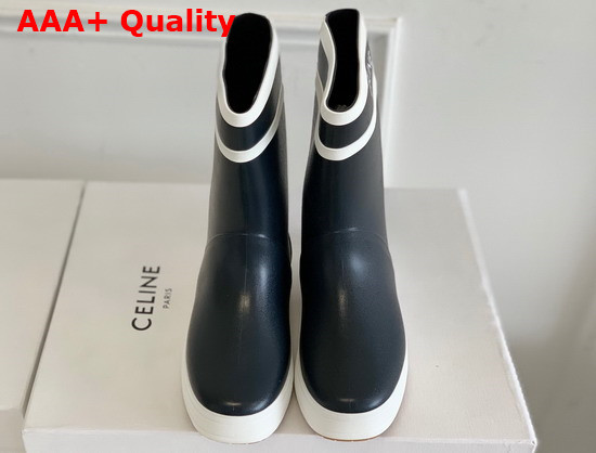 Celine Flat Half Boot Les Bottes De Pont Celine in Natural Rubber Navy Replica