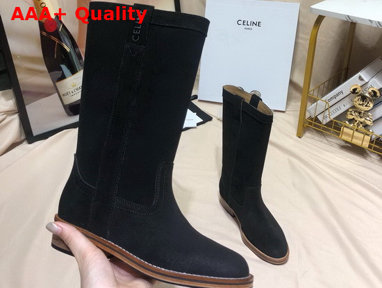 Celine Gardiane High Boot in Suede Calfskin Black Replica