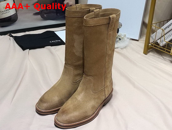 Celine Gardiane High Boot in Suede Calfskin Light Beige Replica