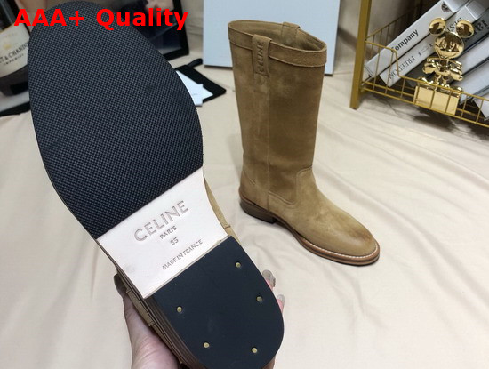 Celine Gardiane High Boot in Suede Calfskin Light Beige Replica