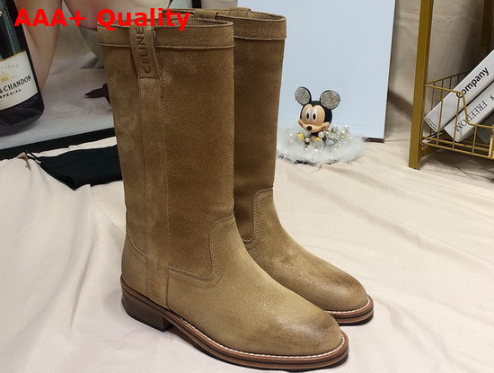 Celine Gardiane High Boot in Suede Calfskin Light Beige Replica