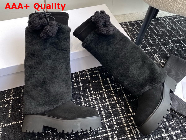 Celine High Boots in Black Suede and Shearling Replica