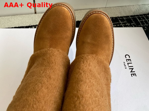 Celine High Boots in Tan Suede and Shearling Replica