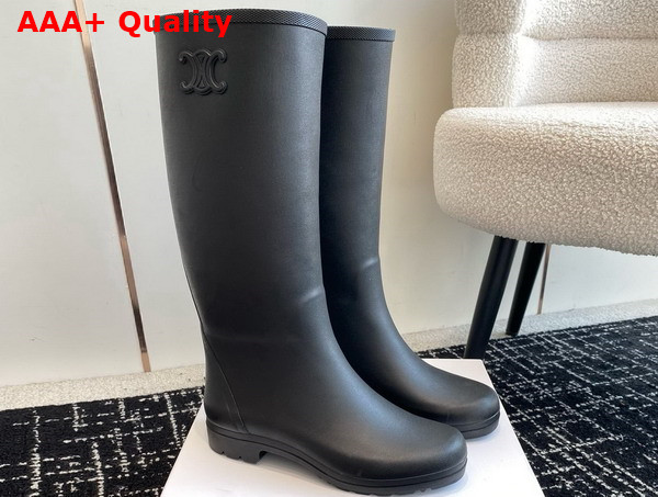 Celine High Celine Rain Boots in Natural Rubber Black Replica