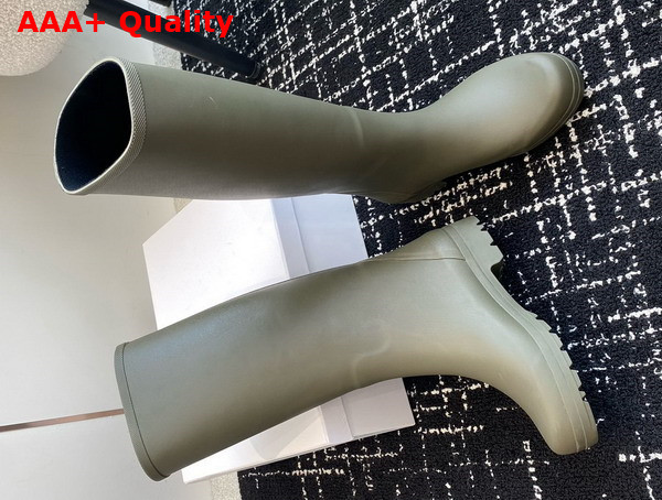 Celine High Celine Rain Boots in Natural Rubber Khaki Replica