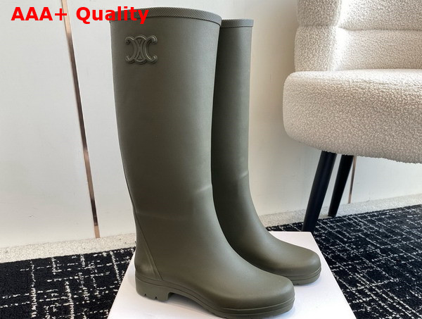 Celine High Celine Rain Boots in Natural Rubber Khaki Replica