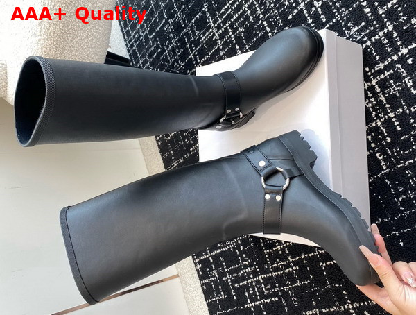 Celine High Celine Rain Boots in Rubber and Calfskin Black Replica