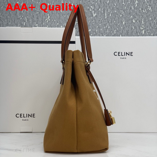 Celine Horizontal Cabas Celine in Brown Canvas with Celine Print and Calfskin Replica