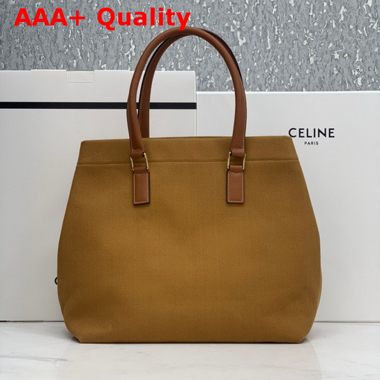 Celine Horizontal Cabas Celine in Brown Canvas with Celine Print and Calfskin Replica