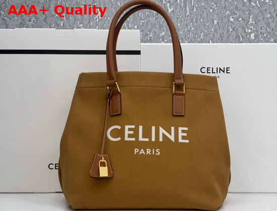 Celine Horizontal Cabas Celine in Brown Canvas with Celine Print and Calfskin Replica