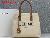 Celine Horizontal Cabas Celine in Canvas with Celine Print and Calfskin Natural Tan Replica