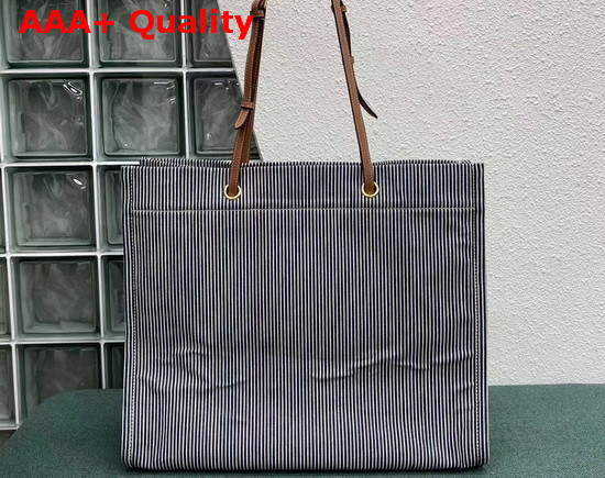 Celine Horizontal Cabas Celine in Stripe Canvas and Calfskin Replica