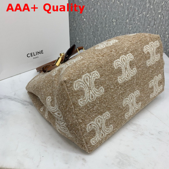 Celine Horizontal Cabas Celine in Triomphe Jacquard and Calfskin Natural Tan Replica