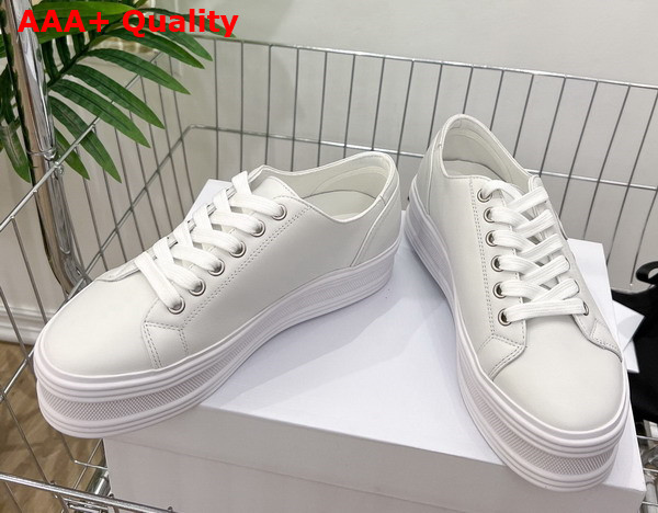 Celine Jane Low Lace Up Sneaker in Optic White Calfskin Replica