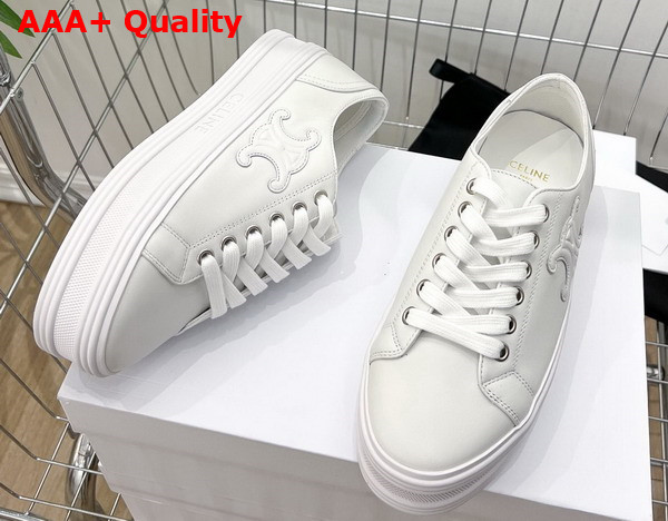 Celine Jane Low Lace Up Sneaker in Optic White Calfskin Replica