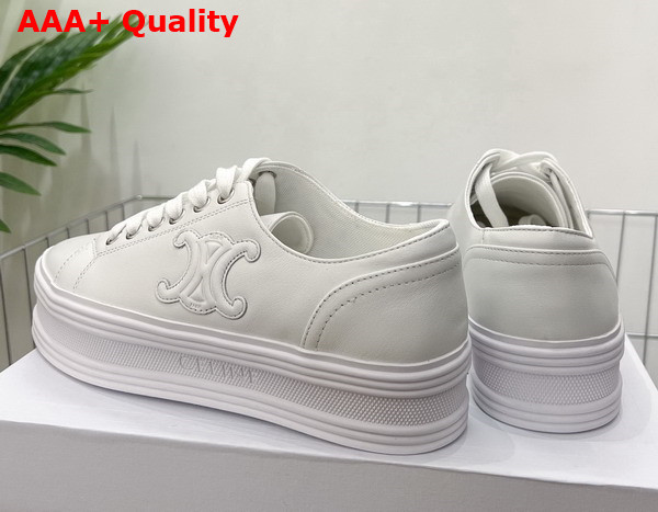 Celine Jane Low Lace Up Sneaker in Optic White Calfskin Replica