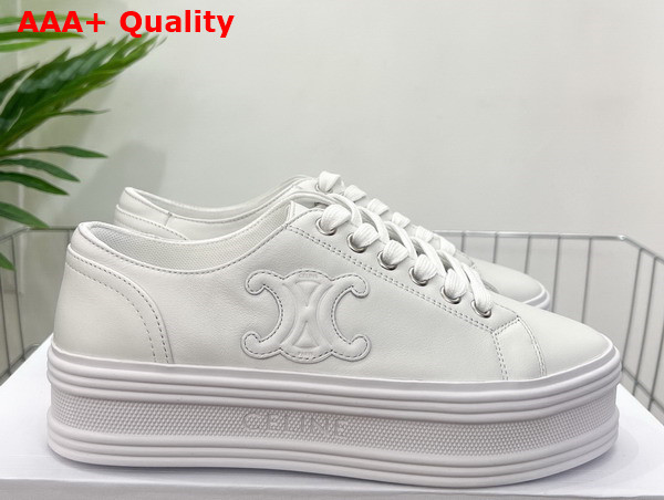 Celine Jane Low Lace Up Sneaker in Optic White Calfskin Replica