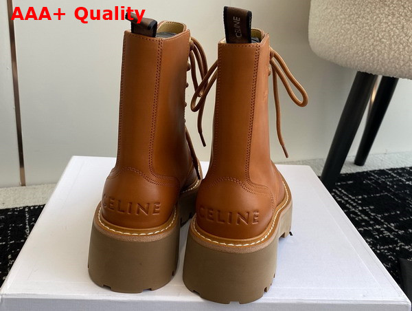 Celine Lace Up Boot with Triomphe Logo in Tan Calfskin Replica