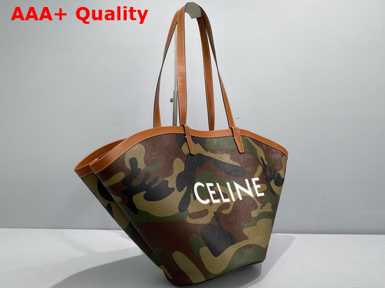 Celine Large Couffin in Canvas with Camouflage and Celine Print Khaki Replica