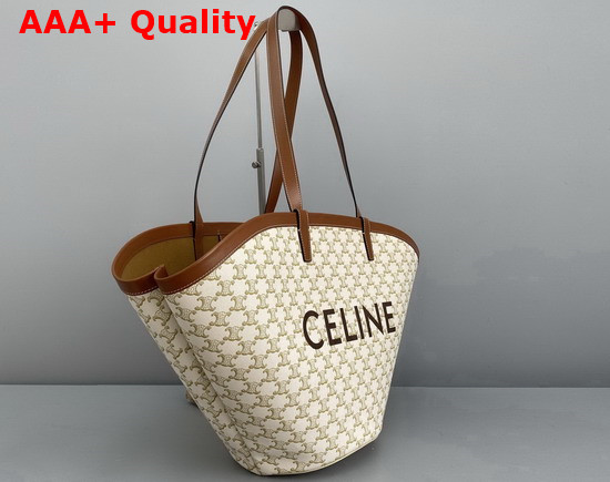 Celine Large Couffin in Triomphe Canvas Celine Print White Replica