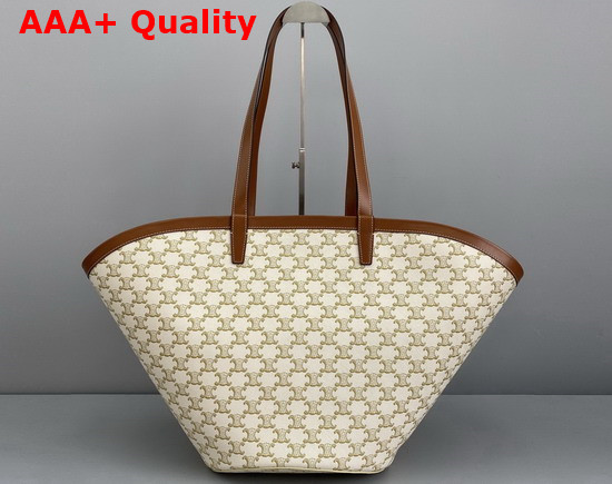 Celine Large Couffin in Triomphe Canvas Celine Print White Replica