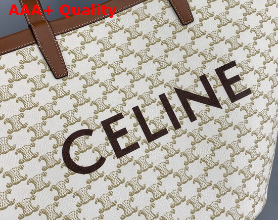 Celine Large Couffin in Triomphe Canvas Celine Print White Replica