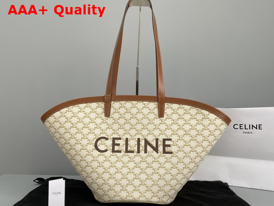 Celine Large Couffin in Triomphe Canvas Celine Print White Replica