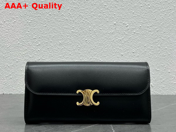 Celine Large Wallet Triomphe in Shiny Calfskin Black Replica