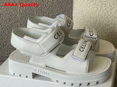 Celine Leo Sandal with Velcro in Calfskin Optic White Replica