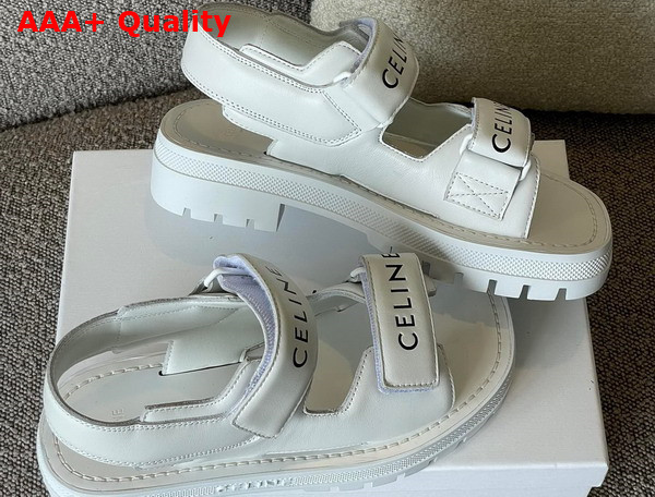 Celine Leo Sandal with Velcro in Calfskin Optic White Replica