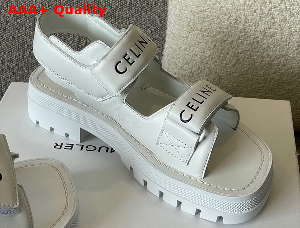 Celine Leo Sandal with Velcro in Calfskin Optic White Replica