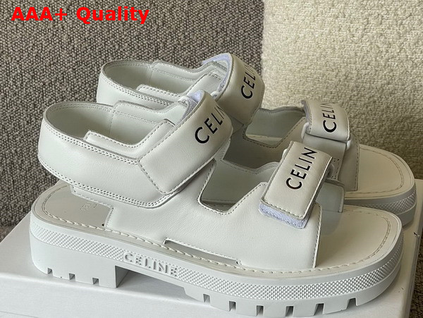 Celine Leo Sandal with Velcro in Calfskin Optic White Replica