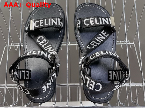 Celine Leo Strappy Sandal in Wool with Celine Jacquard Black and White Replica