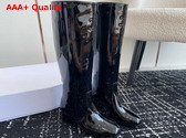 Celine Les Bottes Celine Triomphe High Boot in Black Patent Calfskin Replica