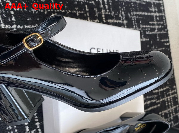 Celine Lily Perforated Triomphe Babies in Black Patent Calfskin Replica