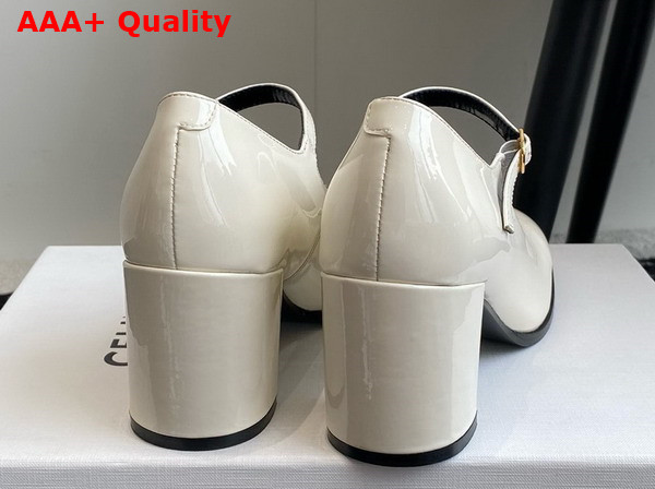 Celine Lily Perforated Triomphe Babies in White Patent Calfskin Replica