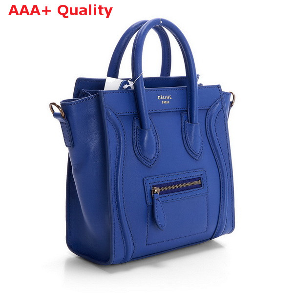 Celine Luggage Nano in Blue Calfskin for Sale