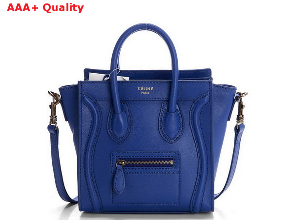 Celine Luggage Nano in Blue Calfskin for Sale