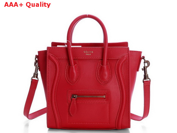 Celine Luggage Nano in Red Calfskin for Sale