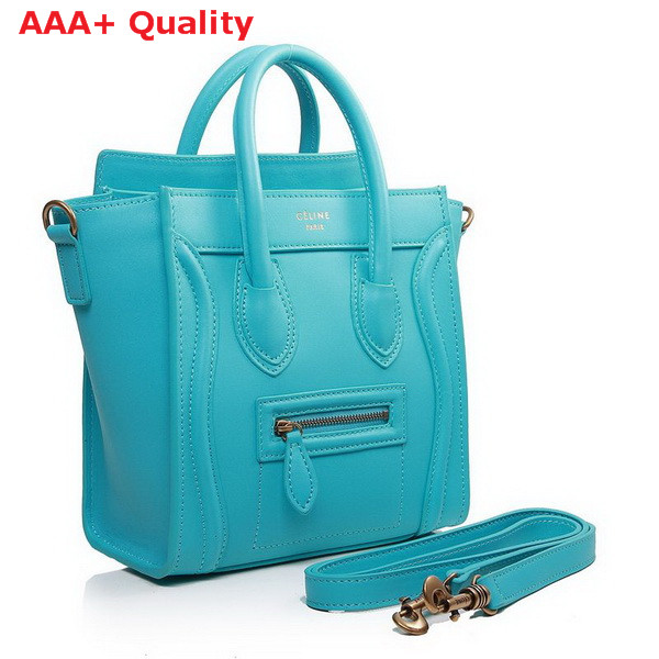 Celine Nano Luggage Handbag in Turquoise Leather for Sale