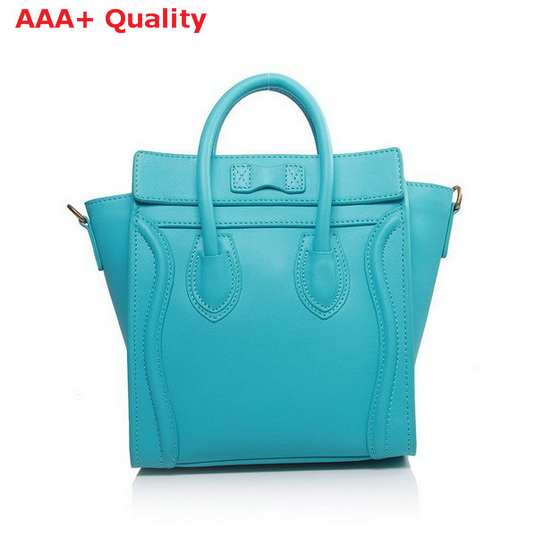 Celine Nano Luggage Handbag in Turquoise Leather for Sale