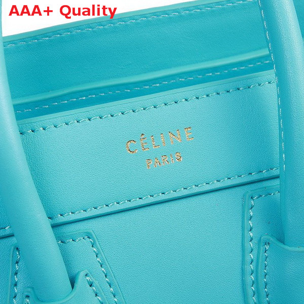 Celine Nano Luggage Handbag in Turquoise Leather for Sale