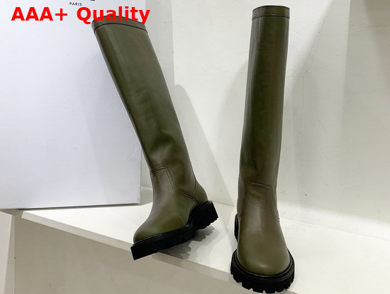 Celine Margaret High Boot in Khaki Calfskin Replica