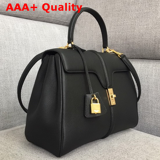 Celine Medium 16 Bag in Black Grained Calfskin Replica