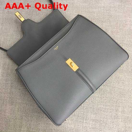 Celine Medium 16 Bag in Medium Grey Grained Calfskin Replica