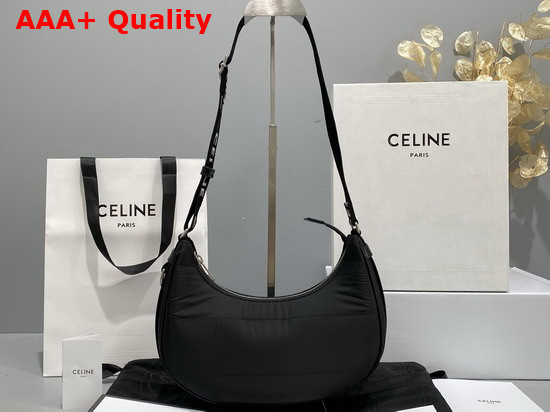 Celine Medium Ava Bag with Celine Strap in Quilted Nylon Black Replica