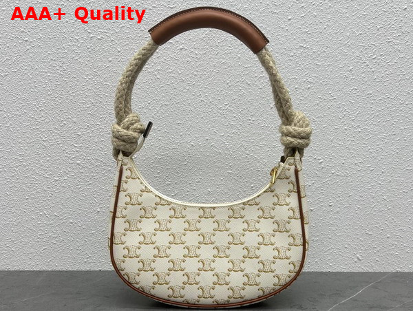 Celine Medium Ava Rope in Triomphe Canvas and Calfskin White Replica