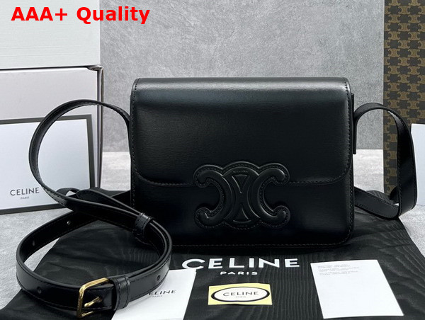 Celine Medium Bag Cuir Triomphe in Natural Calfskin Black Replica